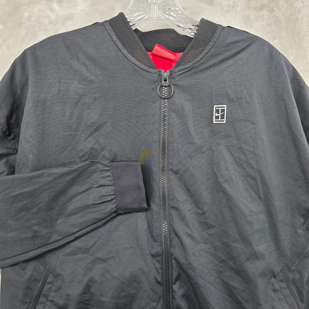 Nike Court Bomber Jacket Womens Medium Black Full Zip Tennis Windbreaker‎